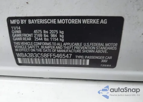 2015 BMW 328I xDrive from USA, damaged, VIN WBA3B3C58FF546547